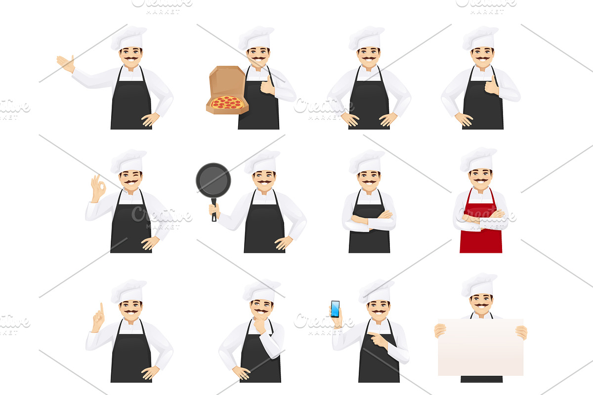 Male chef character kit, a Work Illustration by Volha Hlinskaya (Photo 4 of 5)