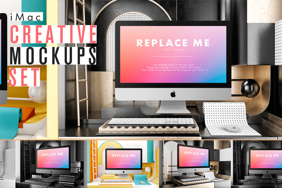 iMac Creative Mockups Set, a Mac Mockup by As Good As Possible (Photo 1 of 16)