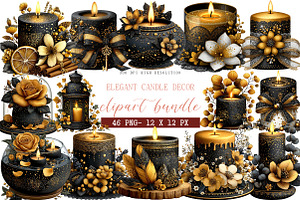 Elegant Candle Decor Clipart, an Illustration by DreamArtGraphic