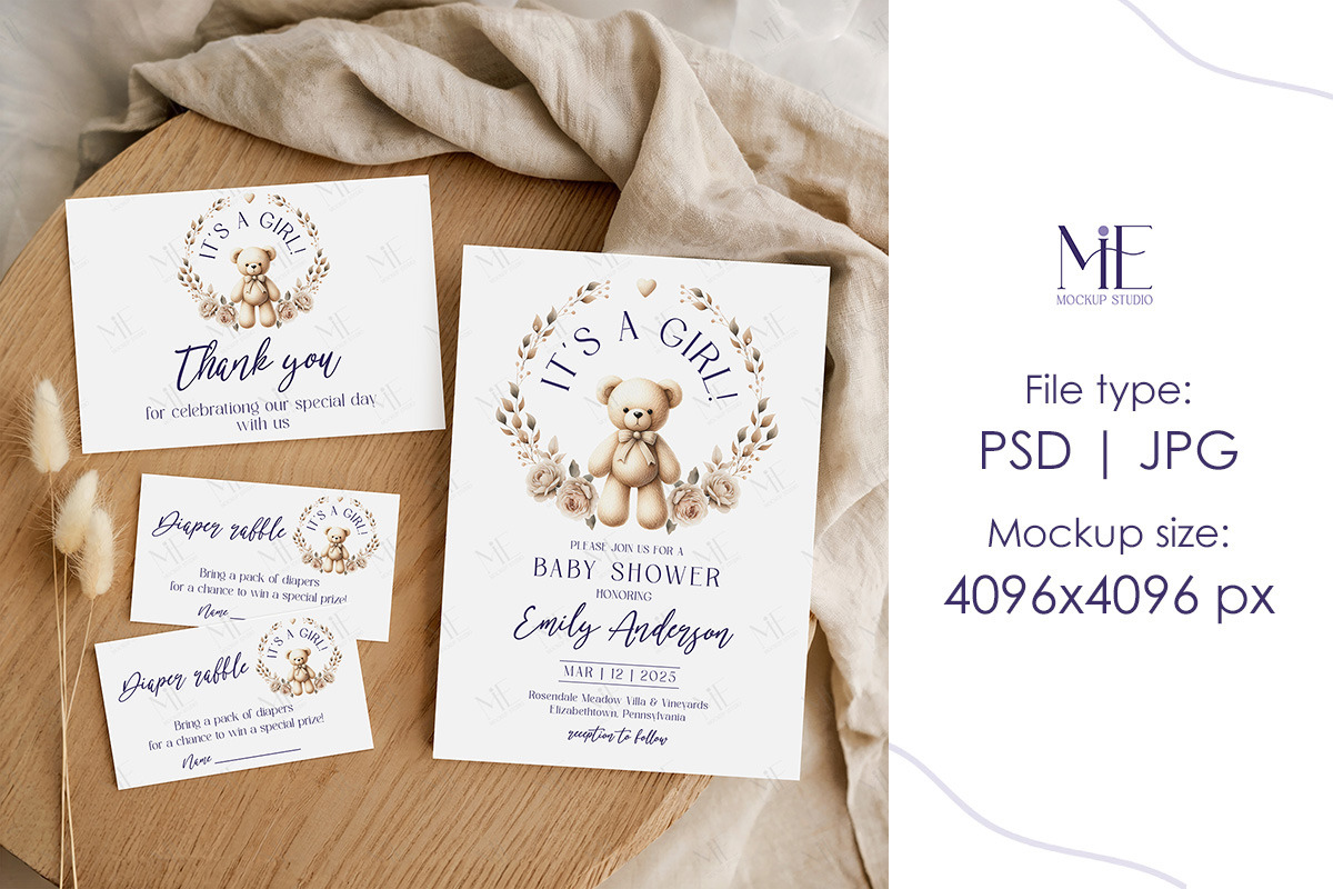 Boho Invitation Suite Card Mockup, a Mockup by Mie Mockup Studio (Photo 7 of 7)