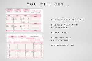 Excel Monthly Bill Calendar Template