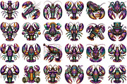 Crawfish Mardi Gras Watercolor Clipa, an Illustration by Sublimation Artist (Thumbnail 2 of 6)
