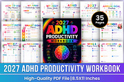 2027 ADHD Productivity Workbook Kdp, a Stationery Template by Mustafiz (Thumbnail 1 of 4)