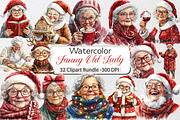 Funny Old Lady Christmas Sublimation, an Illustration by DreamCafeArt (Thumbnail 1 of 5)