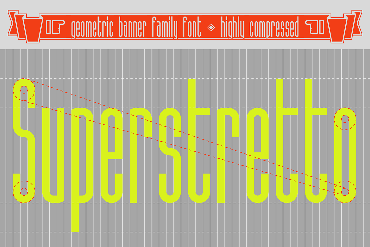 Superstretto Family banner font, a Sans Serif Font by Bellini studio (Photo 1 of 17)