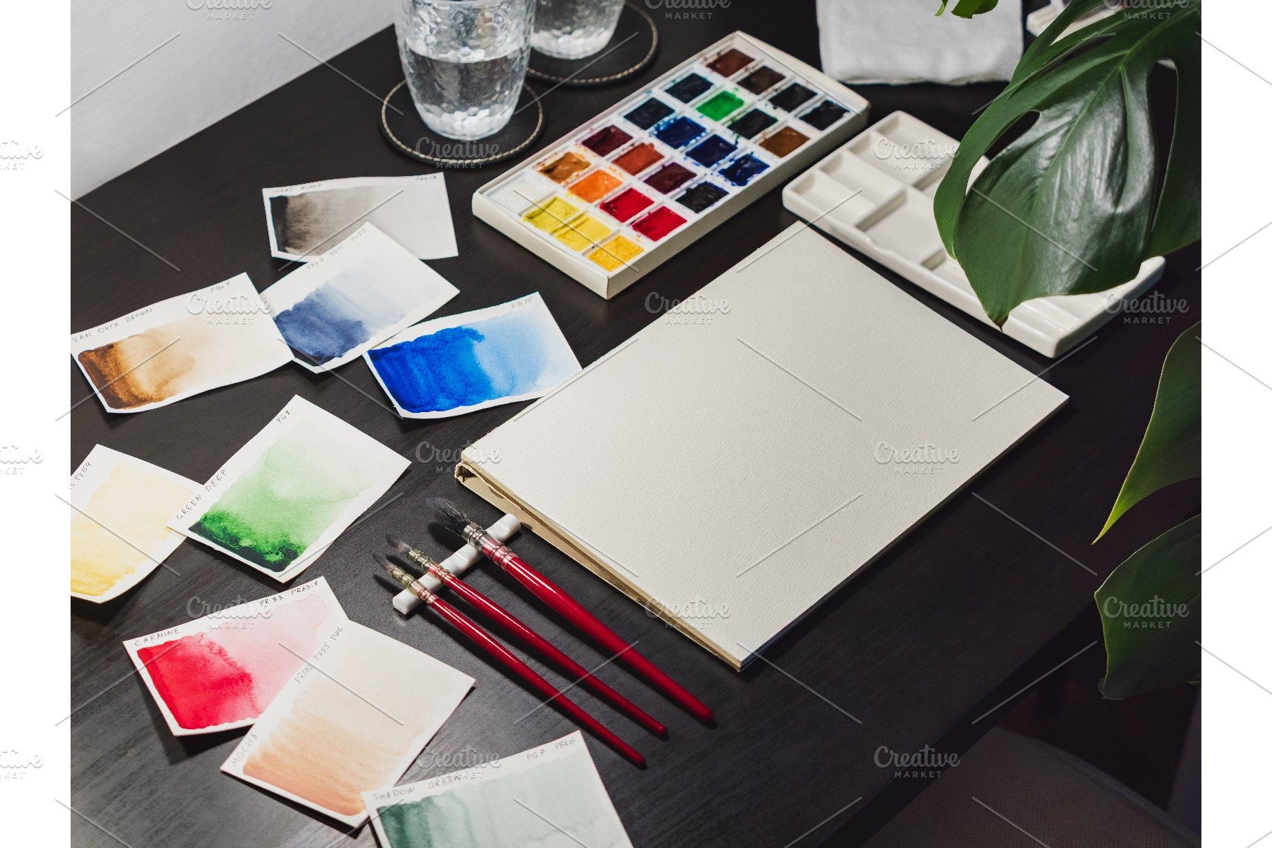 Watercolor painting supplies on, a School & Education Photo by Fascinadora