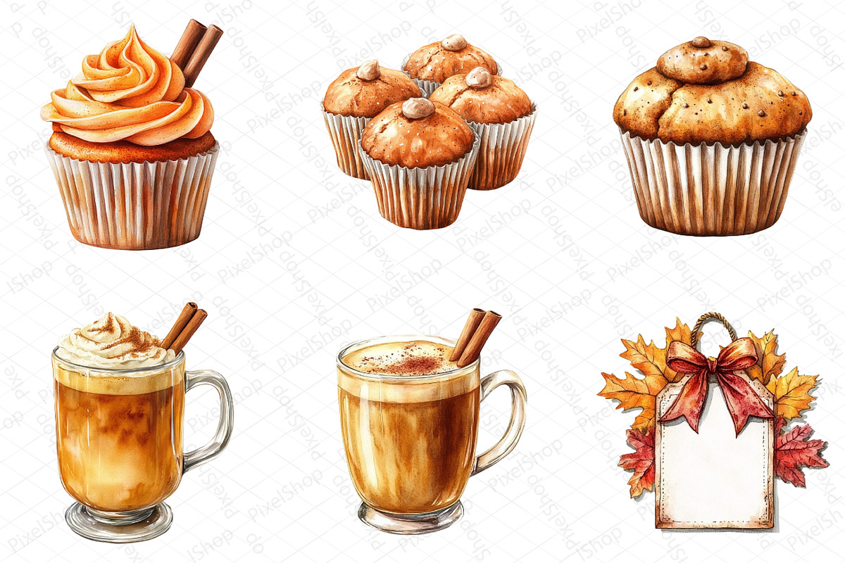 Watercolor Pumpkin Spice Clipart, an Illustration by DreamPrint404 (Photo 3 of 6)