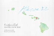 Watercolor Map of Hawaii, a Graphic by Beloved Paper (Thumbnail 1 of 6)