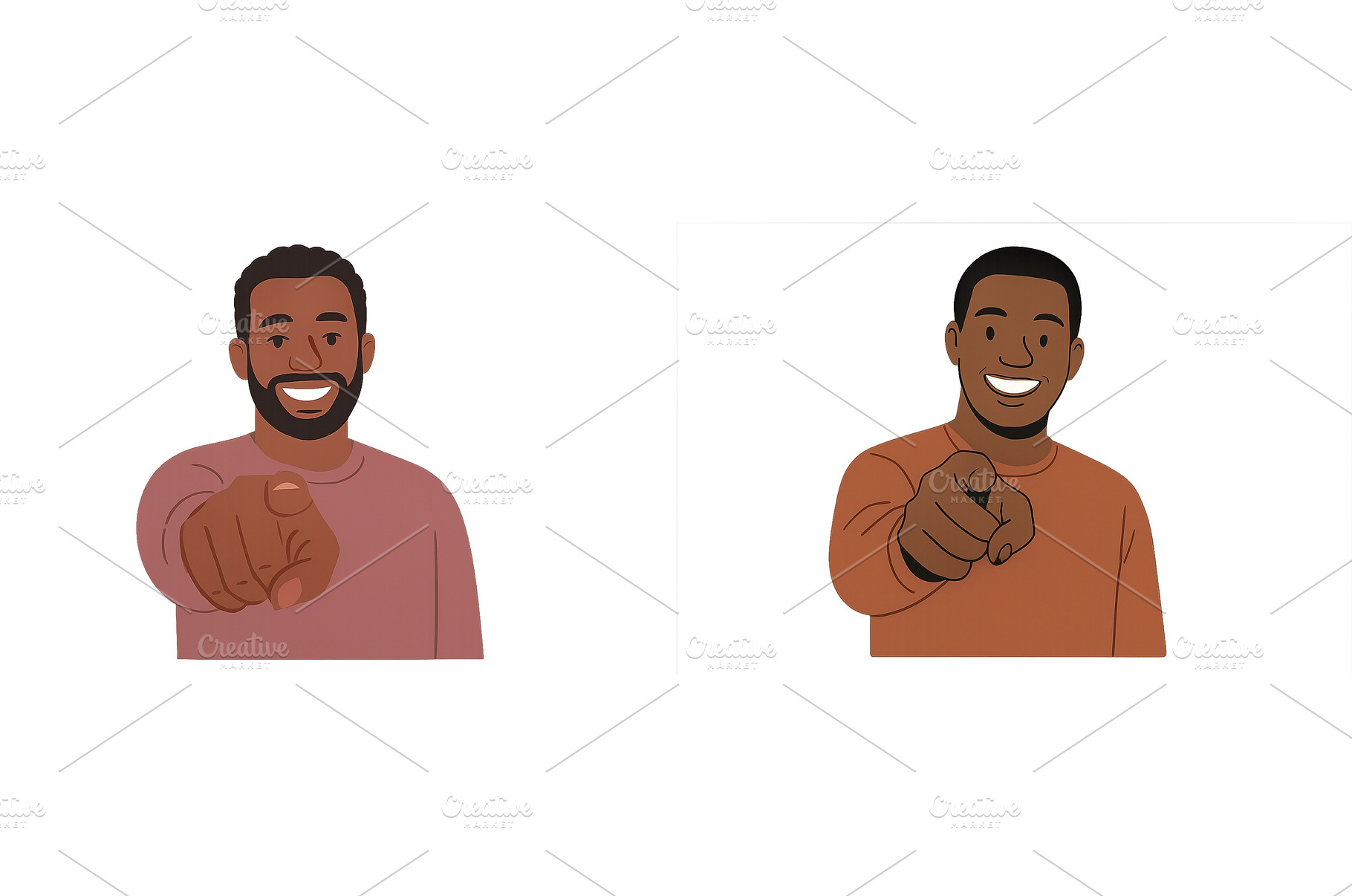 Two smiling individuals pointing, a Person Photo by ZinetroN