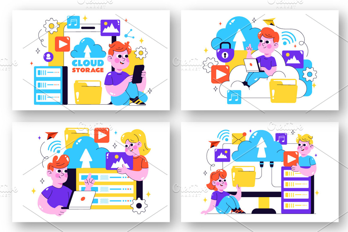 10 Cloud Storage Illustration, a Technology Illustration by denayunebgt (Photo 2 of 4)