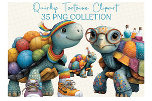 Quirky Tortoise Clipart, an Illustration by DreamCafeArt