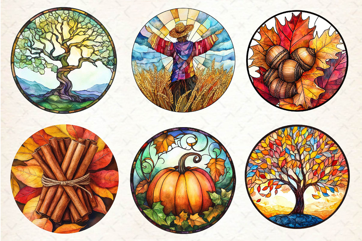 Round Stained Glass Autumn, an Illustration by Dream Creation (Photo 3 of 6)