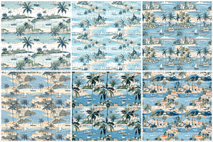 Palm Beach Toile Seamless Pattern