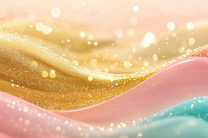 Sparkling Glitter Waves in Gold and Pastel Colors, an Abstract Photo by Natalia Klenova's Shop
