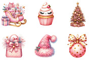 Girly Christmas Watercolor Clipart, an Illustration by CraftArtStudio (Thumbnail 2 of 6)