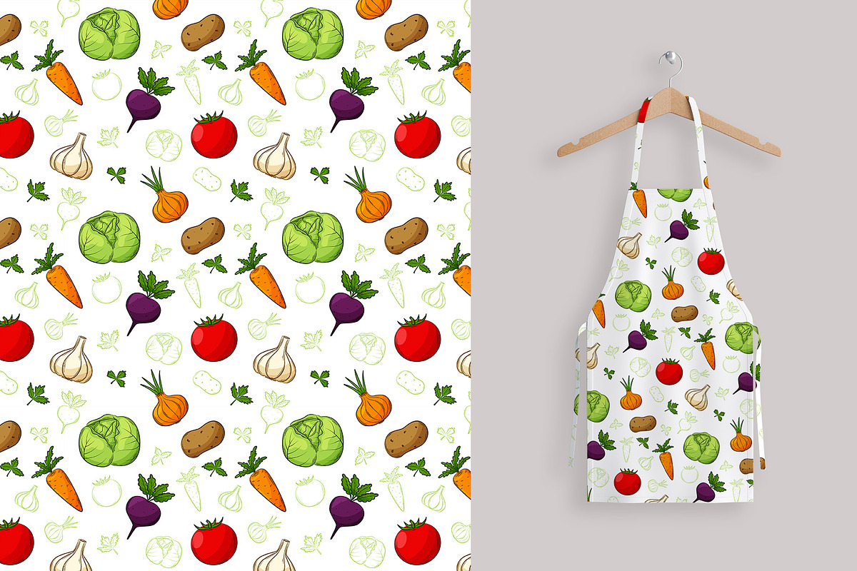 Vegetables. Cliparts and patterns, a Pattern Graphic by Valeria Soloveva (Photo 7 of 10)