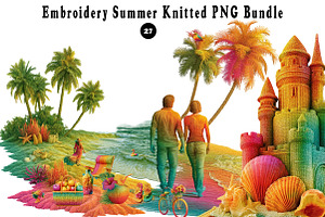 Embroidery Summer Knitted PNG Bundle, a Seasonal Illustration by CreationArt