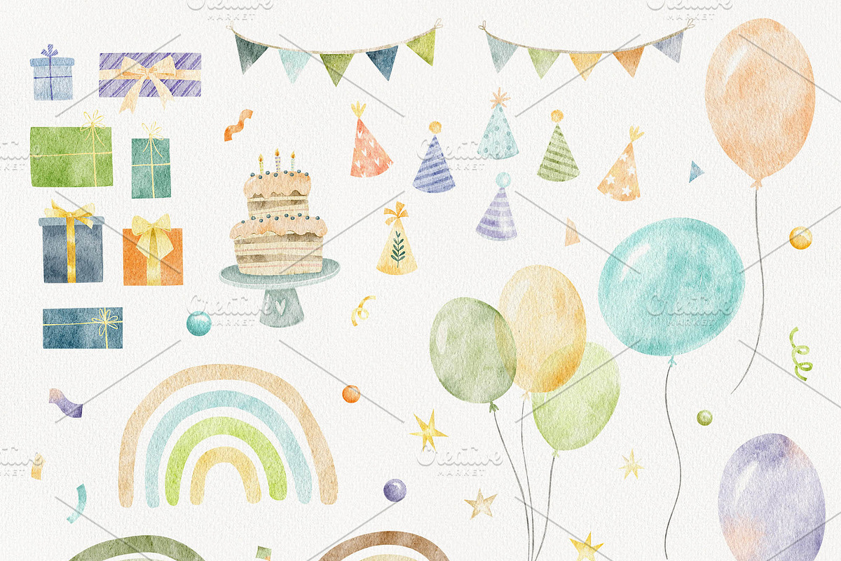 Birthday Baby Dinosaurs watercolor, an Animal Illustration by Watercolor Nastasia Art (Photo 3 of 7)