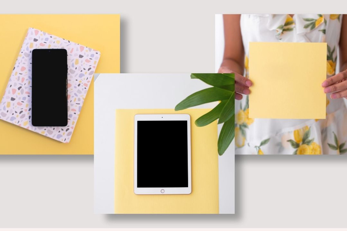 Yellow Pops Mockups (15+ Images), an iPhone Mockup by Ivory Mix (Photo 1 of 2)