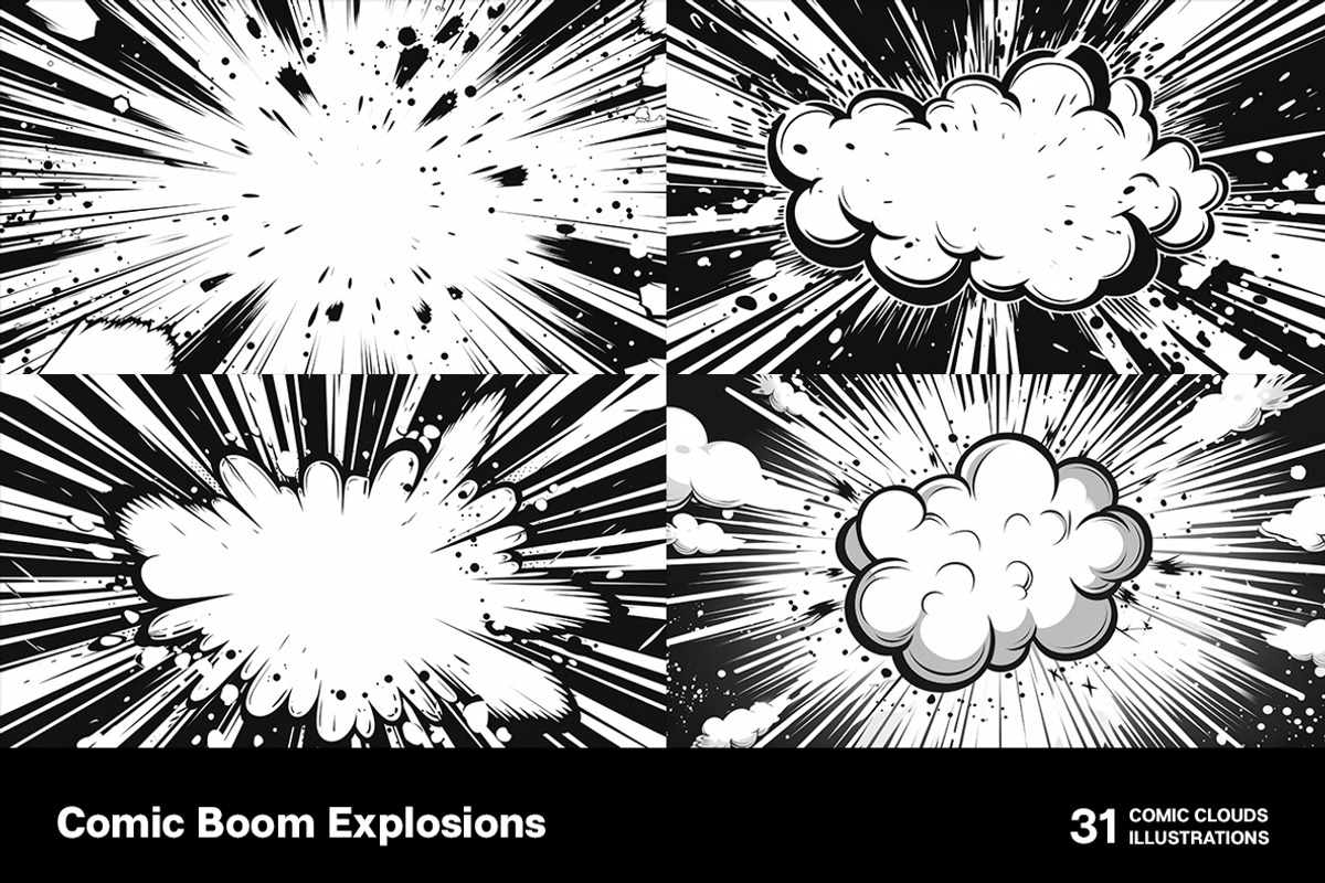 Comic Boom Explosions. 31 images, a Decorative Illustration by Handmadefont (Photo 15 of 20)