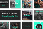 Health & Fitness Social Media Kit, a Social Media Template by TheSwissDesignCo (Thumbnail 1 of 6)