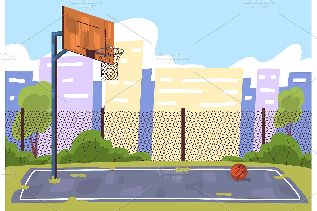 Outdoor basketball court. School, a Sport Illustration by Stock-Smart-Start (Photo 1 of 3)
