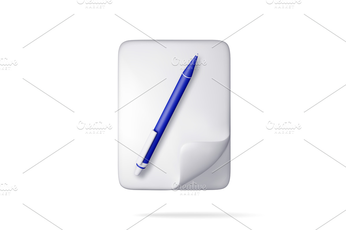 3d white blank paper page with blue, an Education Illustration by Abscent