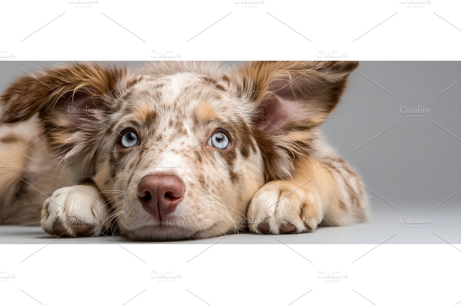A puppy dog Australian Shepherd lies, an Animal Photo by ZinetroN