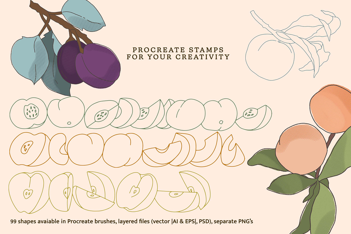Fruit & Veggies Procreate Stamps, a Brush Add-On by Pink Studio Art (Photo 5 of 8)