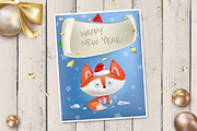 Christmas card with cute fox, an Illustration by JUBO (Thumbnail 1 of 2)