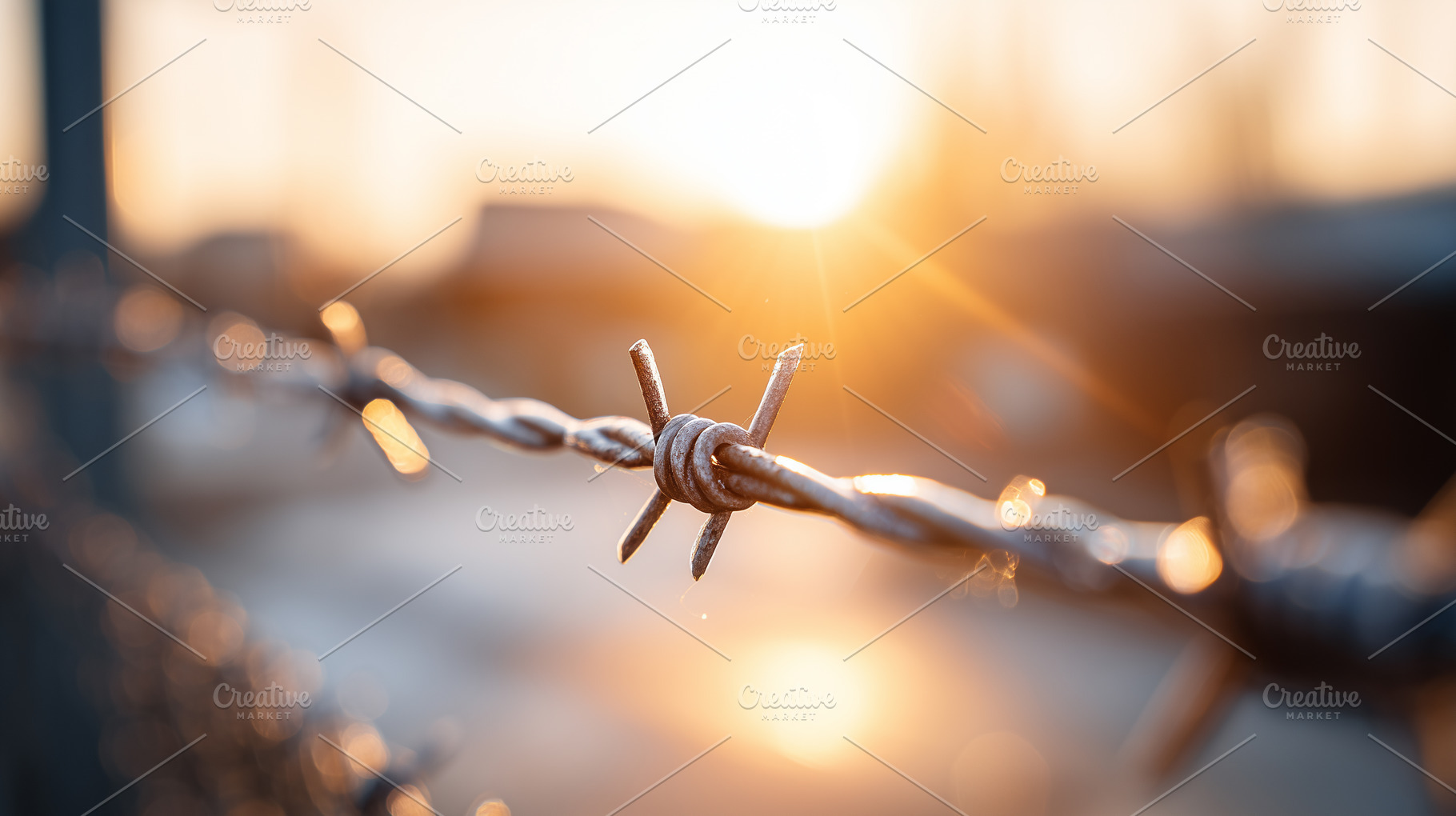 Barbed wire with a beautiful sunset, a Nature Photo by MistyDay