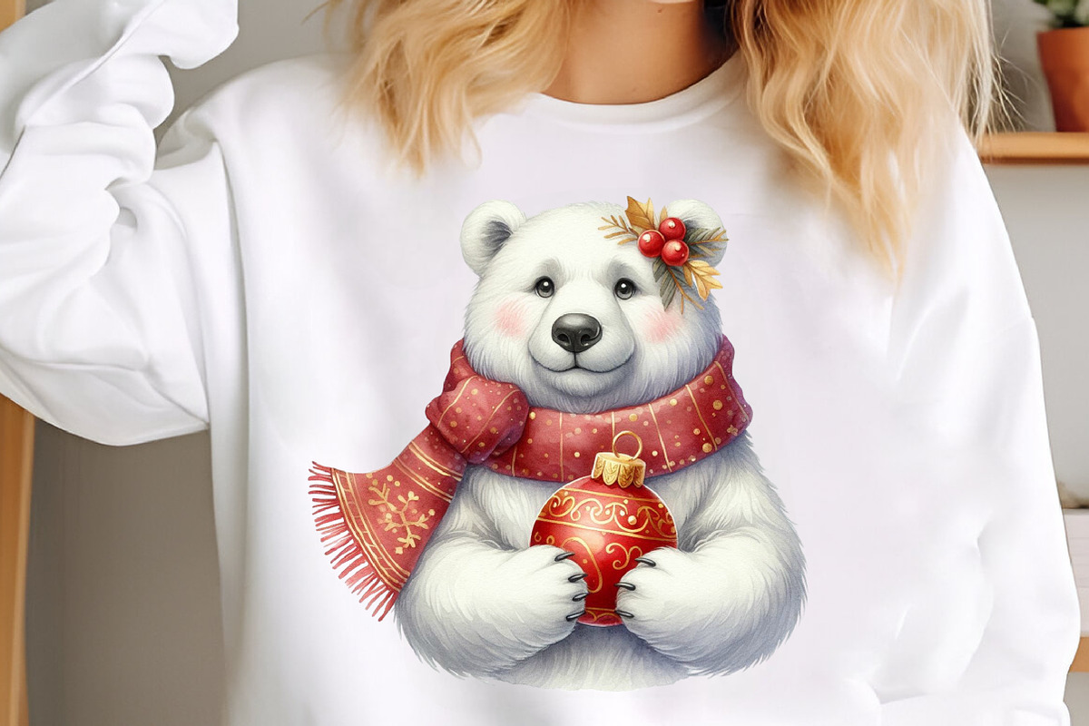 Christmas Polar Bear Clipart Bundle, an Illustration by SinaCreation (Photo 4 of 7)