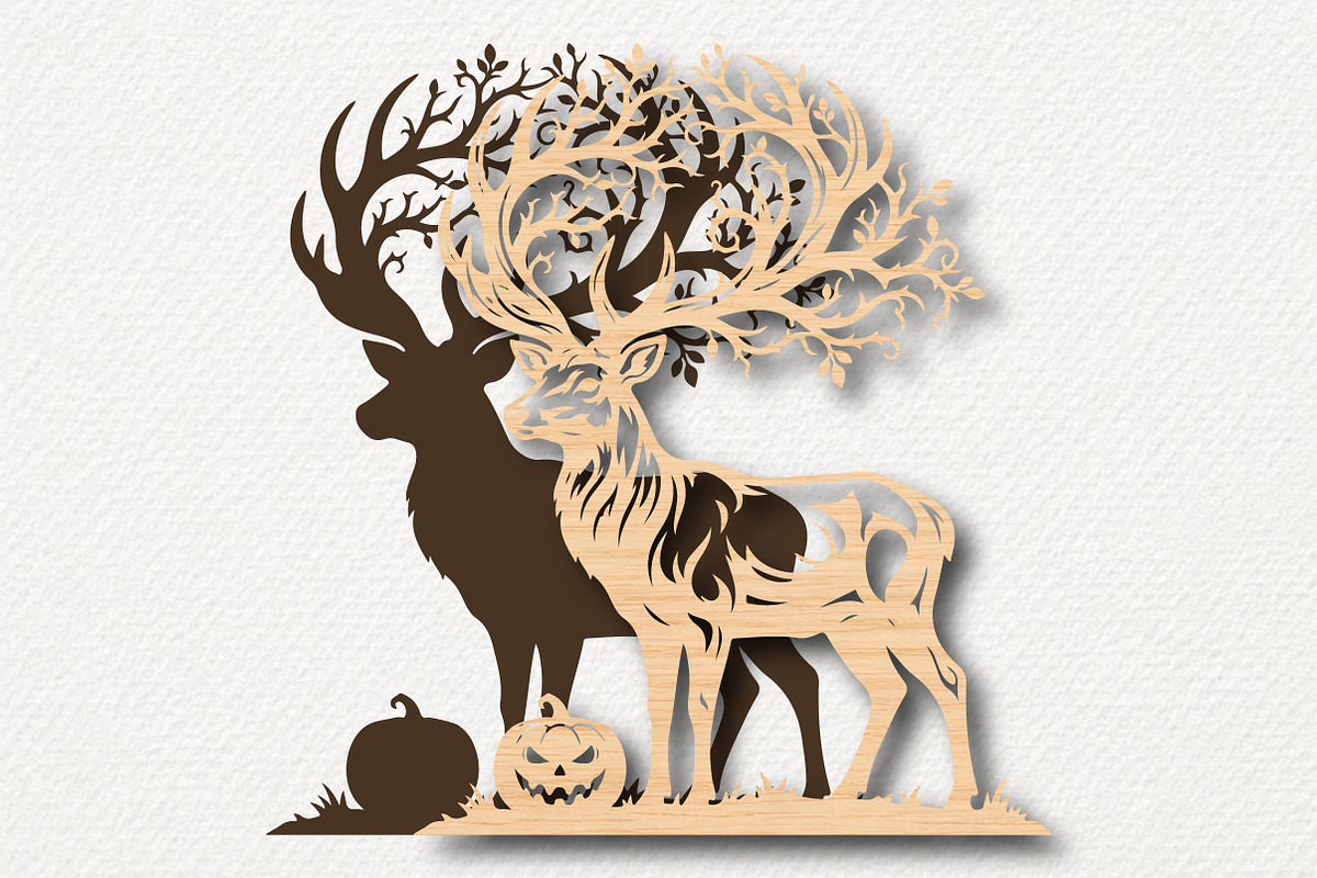 Halloween Deer Laser Cut File, a Work Illustration by Digital Artistic99 (Photo 2 of 4)