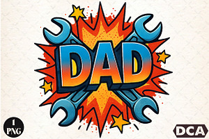 DAD Comic Style Sublimation PNG, an Illustration by DreamCafeArt