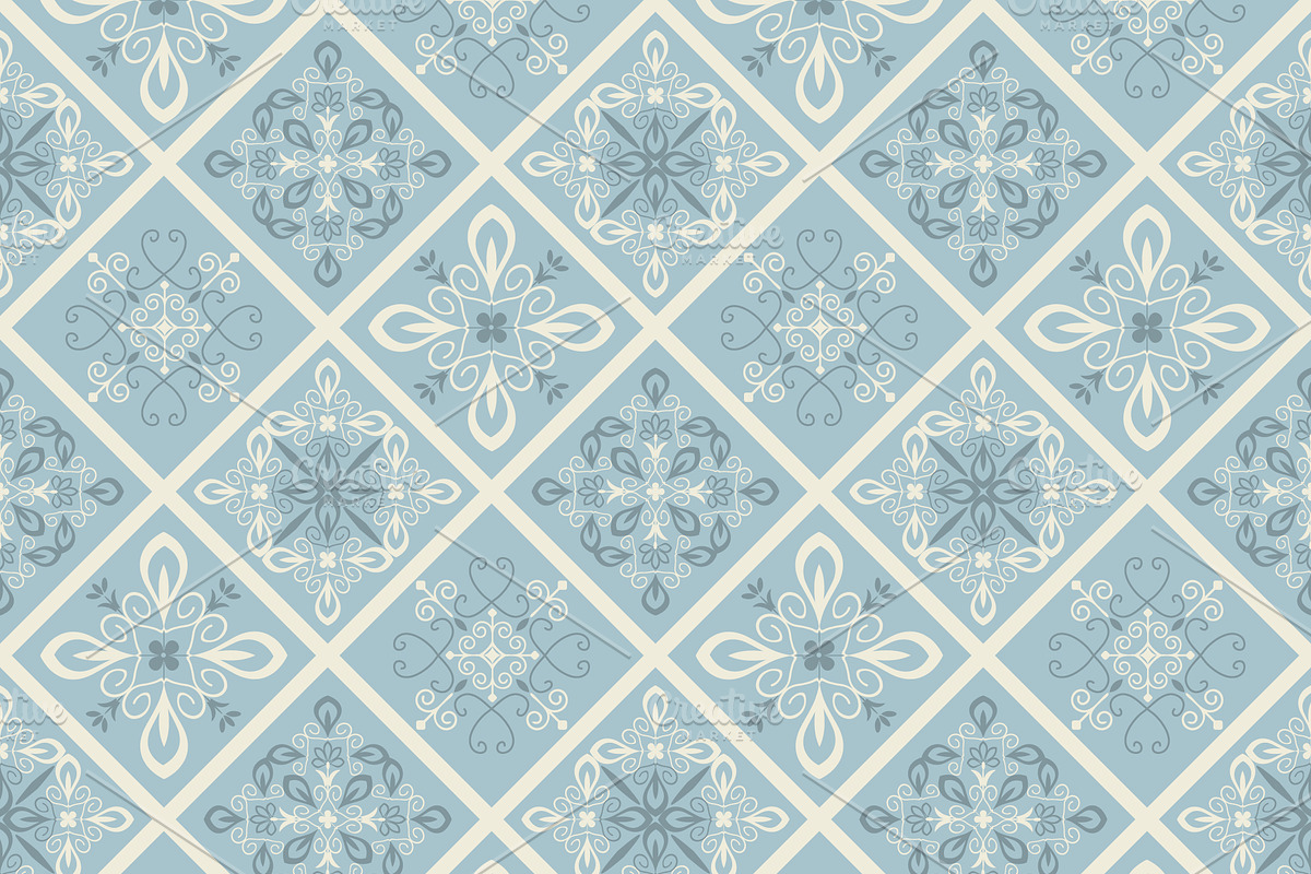 Seamless pastel damask, a Pattern Graphic by elyomys (Photo 1 of 2)