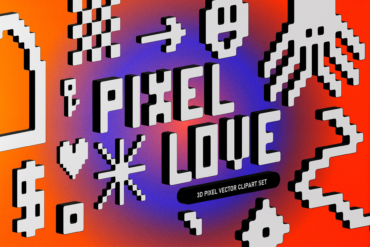 3D Pixel Love Vector Clipart, an Object Graphic by angelainthefields (Photo 1 of 10)