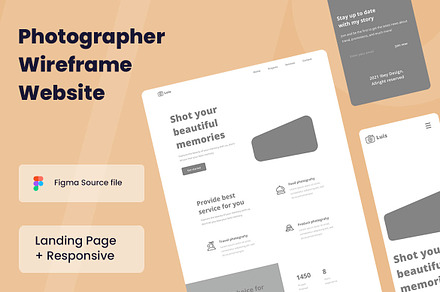 Photographer Wireframe Website, a Wireframe Template by INSPR STD