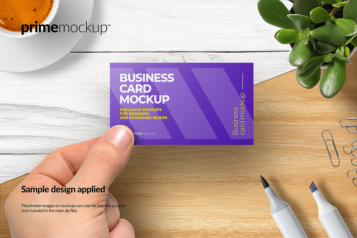 Business Card in a hand Mockup, a Print Template by PrimeMockup (Photo 9 of 12)