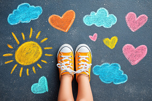 Colorful sidewalk art with sneakers, an Arts & Entertainment Photo by AlyaAnd