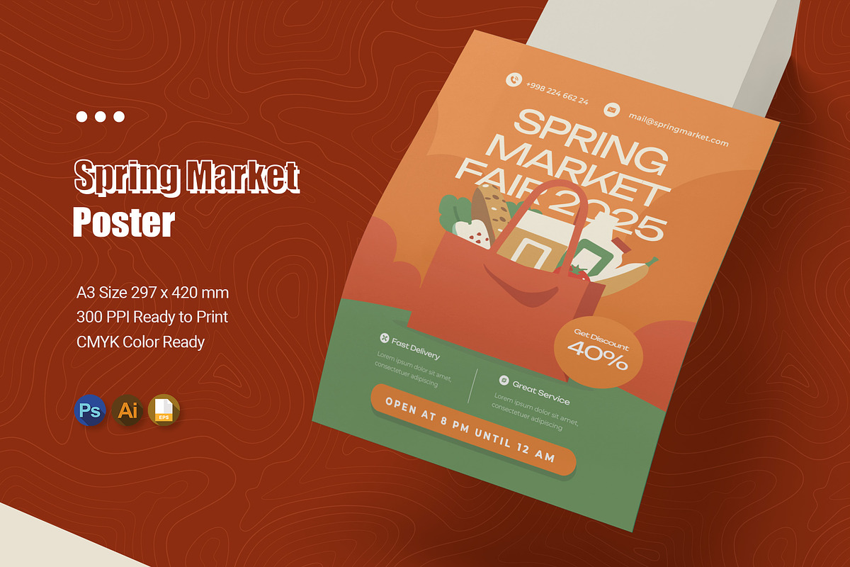 Spring Market Poster, a Poster Template by Esensifiksi.studio