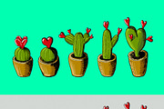 Valentines Cactuses, a Decorative Illustration by graphicsoup (Thumbnail 2 of 2)