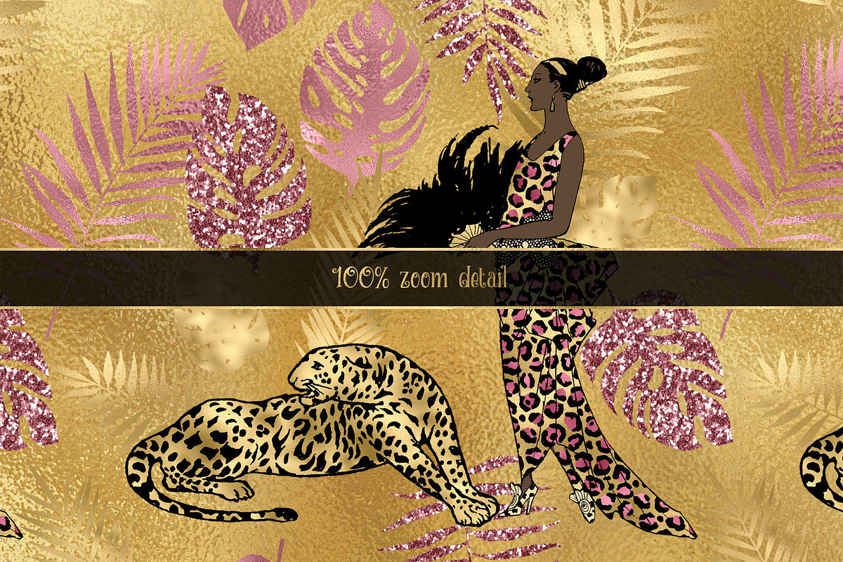 Pink & Gold Leopard Digital Paper, a Pattern Graphic by Digital Curio