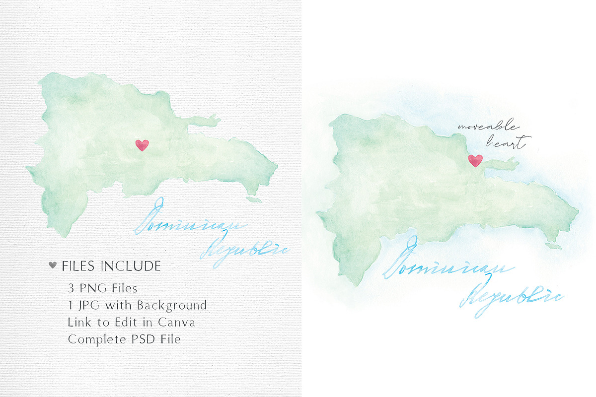 Watercolor Map of Dominican Republic, a Graphic by Beloved Paper (Photo 3 of 6)