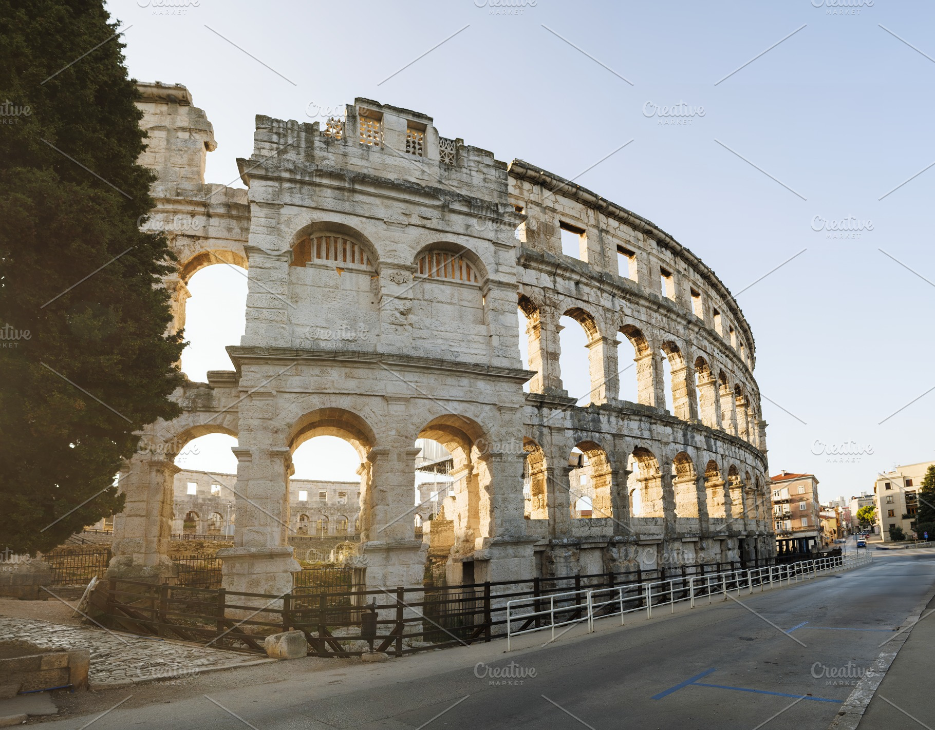 Ancient ruins of the Roman Amphitheatre, Istria peninsula. Pula, Croatia., an Architecture Photo by Bepslabor