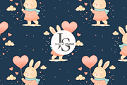Bunny Valentine - Blue, a Pattern Graphic by Jaselvii Studio (Thumbnail 8 of 8)