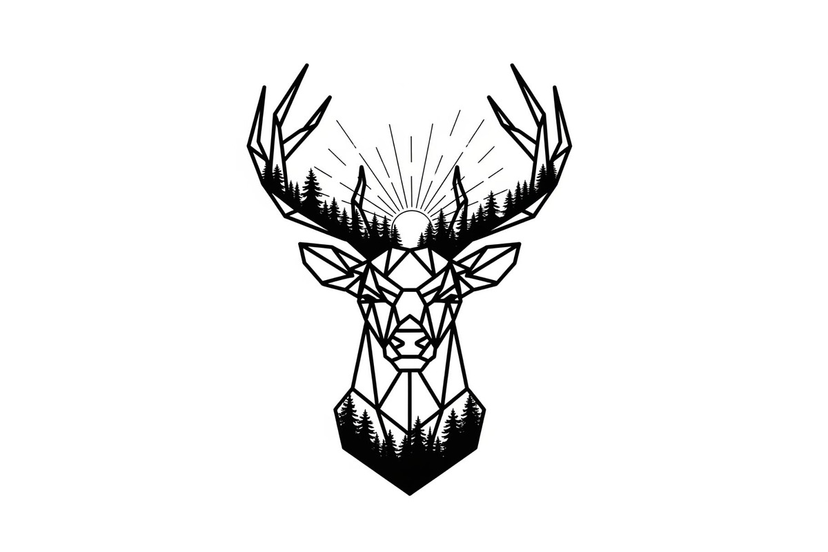 Artistic Geometric Deer Head Bundle, an Illustration by yasushie (Photo 18 of 31)