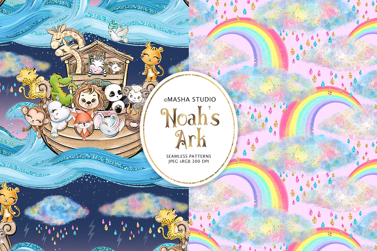 Noah's Ark Digital Papers, a Pattern Graphic by Masha  Studio (Photo 8 of 8)