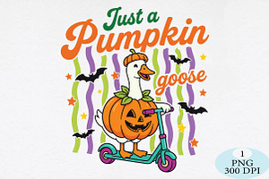 Just a Pumpkin Goose Stripes Hallowe, a Seasonal Illustration by Daily.Designs