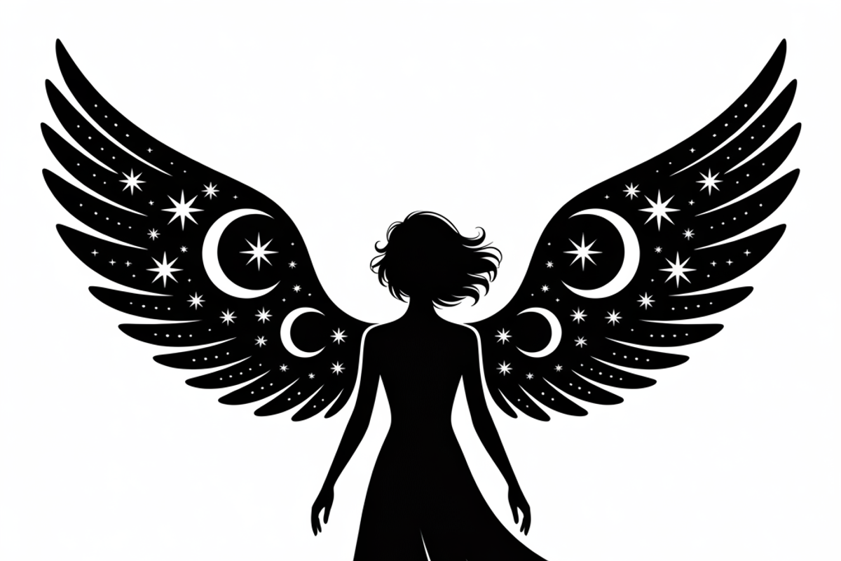 starry angel wings silhouette, an Illustration by Amazin_art (Photo 17 of 21)