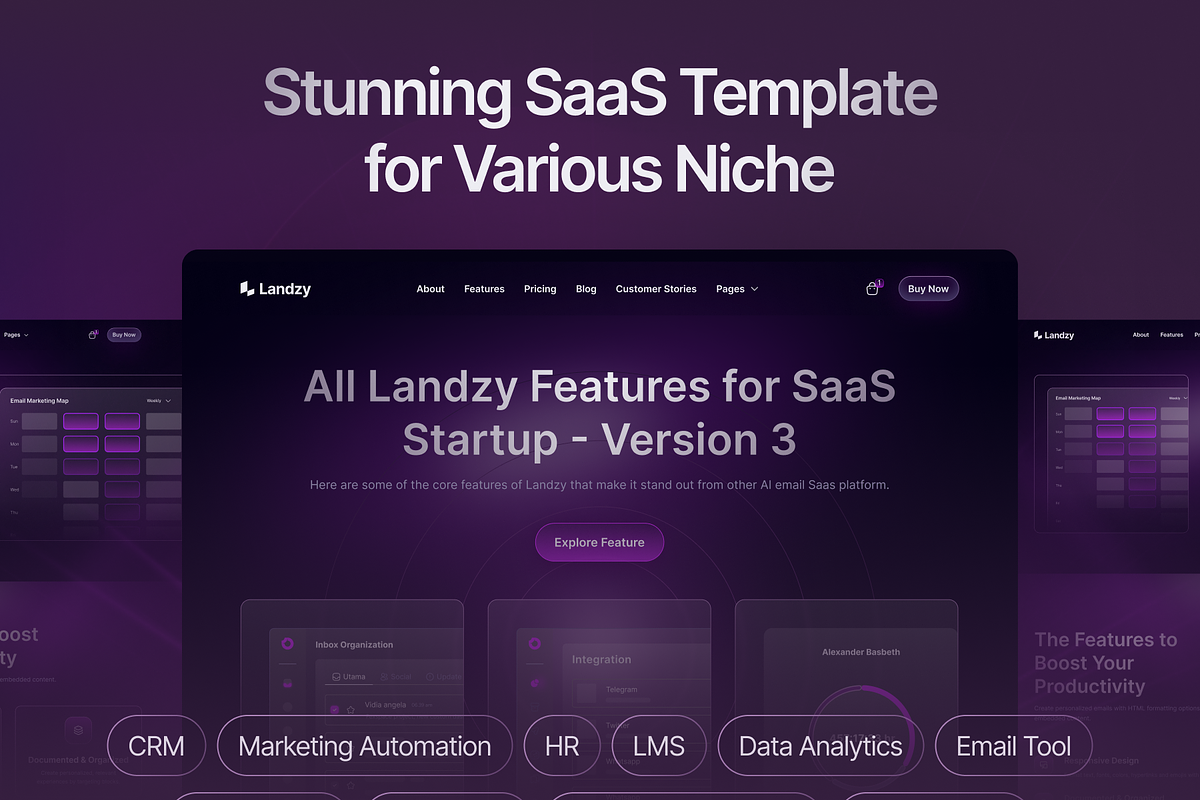 Landzy - SaaS Landing page UI Kit, an UI Kit Template by dhuhacreative (Photo 2 of 8)